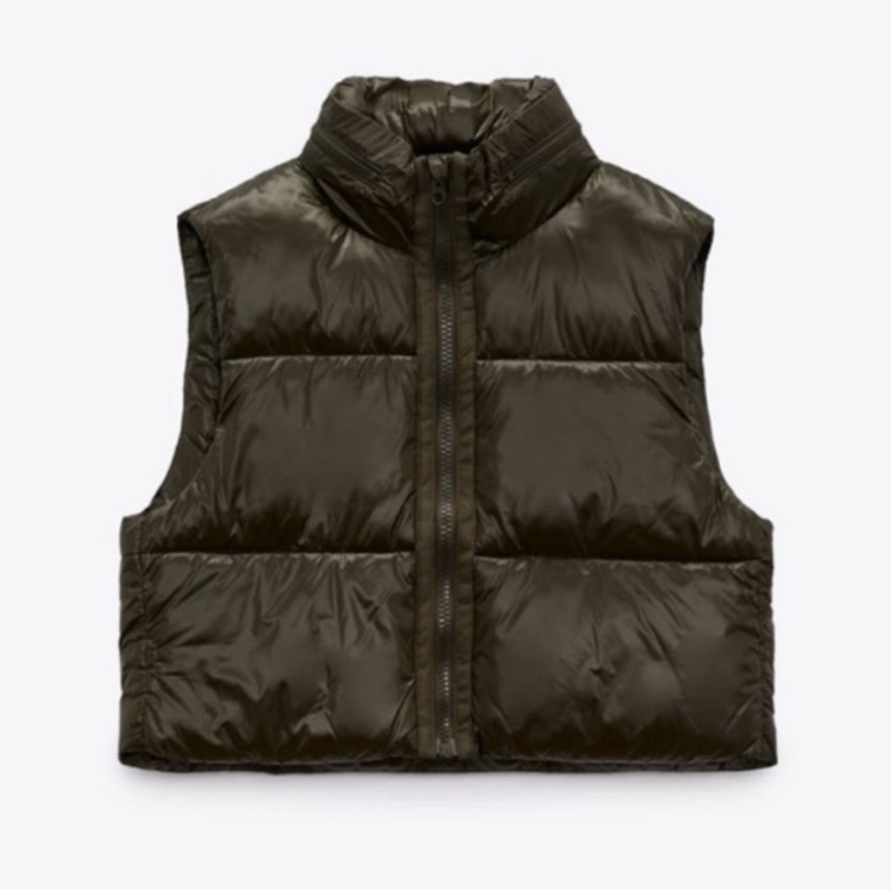 NWOT Zara Green Puffer Vest